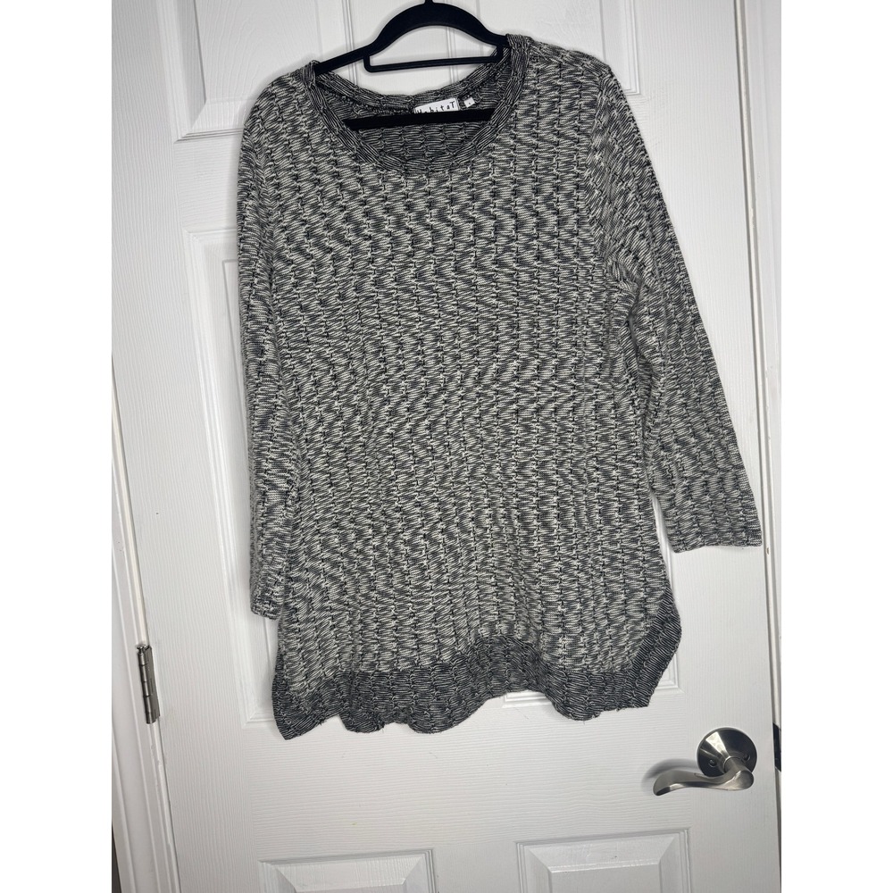 HABITAT‎ Black White Mareled Chunky Sweater Size L